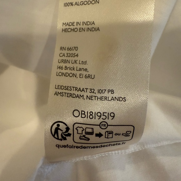 PILCRO ANTHROPOLOGIE The Tatum Flutter Sleeve Henley Blouse White Poplin NWT - Picture 10 of 10